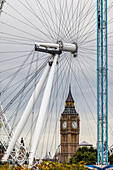 The London Eye and Big Ben, London, England.
