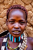 A Portrait Of A Girl From The Hamer Tribe, The Monday Market, Turmi, The Omo Valley, Ethiopia.