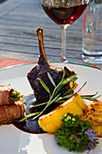 Lamb shank and polenta, Restaurant, Kapfenstein castle hotel, Styria vulcano region