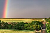 Rainbow shines over the countryside in northern Kansas.