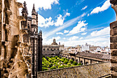 View from the bellstower of the cathedral in the historical centre, Seville, Andalusia, province Seville, Spain