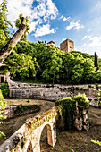 Blick von der Ostseite auf die Alhambra, Granada, Andalusien, Spanien