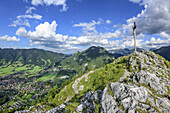 View to Oberammergau from Kofel, Kofel, Ammergau Alps, Upper Bavaria, Bavaria, Germany