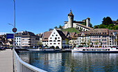 Blick auf Schaffhausen mit Munot, Ostschweiz, Schweiz