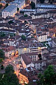 France, Rhône-Alpes, Grenoble, skyline, general aerial view, night.