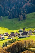 Autumn afternoon in Thal Natur Park, canton Basel-Landschaft, Switzerland. Jura Mountains.