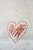 Drawing of heart on wall