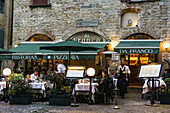 Italy, Lombardy, Bergamo, Restaurant in via Bartolomeo Colleoni