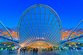 Oriente train station at the blue hour, Parque das Nacoes, Lisbon, Portugal, Europe