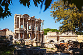 'Ruins of the Library of Celsus in ancient Ephesus; Ephesus, Turkey'