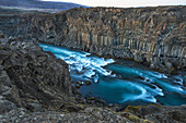 'The basalt column and waterfall known as Aldeyjarfoss in Northern Iceland; Iceland'