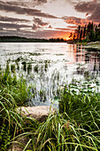'Sunset over a pond; Thunder Bay, Ontario, Canada'