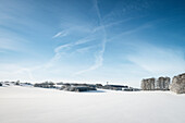 winterliche Alb Hochfläche bei Heroldstatt, Alb-Donau Kreis, Schwäbische Alb, Baden-Württemberg, Deutschland