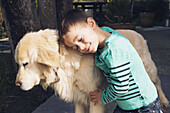 Boy with family dog