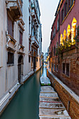 Typical venetian canal in San Stae. Venice, Veneto, Italy.
