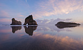 New Zealand, wharariki beach, reflection, wide