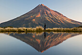 New Zealand, Taranaki, mirror lake, person