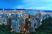Hong Kong by night, from the Victoria Peak, China