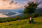 Europe, Italy, Iseo lake view from Colmi of Sulzano, province of Brescia.