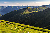 View of Rifugio Boffalora from Rifugio Venini, Como Lake, Lombardy, Italy.