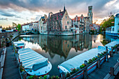View from the Rozenhoedkaai, Bruges, Belgium, Europe.