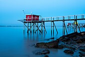 Traditional Fishing Cabin with Lift Net. Fouras, Charente-Maritime Department, Poitou-Charentes Region, France, Europe.