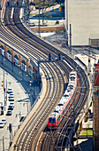 Railroad tracks, railway, Alexanderplatz, Berlin, Germany.