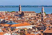 Venice, aerial view from the Campanile di San Marco, Venice, Veneto, Italy, Europe.