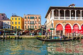 Rialto Market, Grand Canal at Venice, Veneto, Italy, Europe.