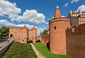 Poland, Warzaw City, The Barbican, Old City walls.