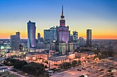 Poland, Warzaw City, Down town Warsaw Skyline.