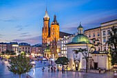 Poland, Krakow City, Market Square, St. Mary's Basilica.