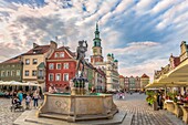 Poland, Poznan City, Stary Rynek, Town Hall Bldg. , Picturesque houses, Old Town Square.