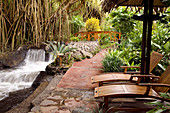 Costa Rica, Alajuela Province, La Fortuna, thermal baths of Tabacon Resort & Spa at the bottom of Arenal Volcano