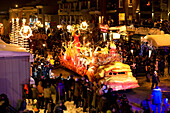 Canada, Quebec Province, Quebec City, Old Town listed World Heritage by UNESCO, Quebec Carnival, parade by night in the Upper Town, allegorical carnival floats in Avenue Cartier