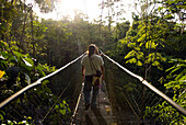 Costa Rica, Alajuela Province, north centre area, Tirimbina reserve, Centro Neotropico Sarapiqui's resort hotel, bridge under Sarapiquis river