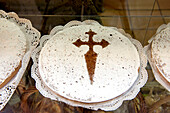 Spain, Galicia, Santiago de Compostela, listed as World Heritage by UNESCO, the abuela, a typical pie of Santiago