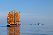 Vietnam, Along Bay, listed as World Heritage by UNESCO, junk