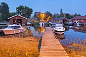 Harbour in Berg on the island of Moeja in Stockholm archipelago, Uppland, Stockholms land, South Sweden, Sweden, Scandinavia, Northern Europe