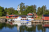 Harbour in Berg on the island of Moeja in Stockholm archipelago, Uppland, Stockholms land, South Sweden, Sweden, Scandinavia, Northern Europe