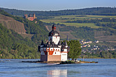 Pfalzgrafenstein Castle on the island Falkenau in the Rhine near Kaub, Upper Middle Rhine Valley, Rheinland-Palatinate, Germany, Europe