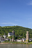 View over the Rhine to Oberwesel, Upper Middle Rhine Valley, Rheinland-Palatinate, Germany, Europe