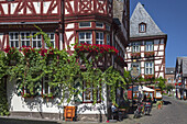 Wine taverne Old House in the old town of Bacharach by the Rhine, Upper Middle Rhine Valley, Rheinland-Palatinate, Germany, Europe