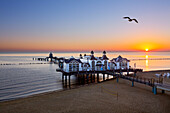 Pier in the evening light, Sellin, Ruegen, Baltic Sea, Mecklenburg-West Pomerania, Germany