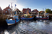 Fishing cutter in the harbour, Neuharlingersiel, East Friesland, Lower Saxony, Germany