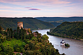 Gutenberg and Pfalzgrafenstein castle, near Kaub, Rhine river, Rhineland-Palatinate, Germany
