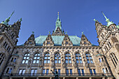 Hamburger Rathaus vom Innenhof aus, Altstadt, Hansestadt Hamburg, Norddeutschland, Deutschland, Europa