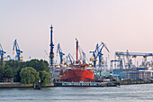 Dock Blohm + Voss Elbe 17 in port of Hamburg, Hanseatic City Hamburg, Northern Germany, Germany, Europe