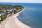 View over Travemuende, Travemuende, Travemuende Strand, Luebecker Bucht, Luebeck Bay, Ostsee, Baltic Sea, Schleswig Holstein, Germany