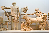 Greece, Peloponnese Region, Olympia, the Archaeological Museum, pediment of the Zeus Temple, Apollo in the center